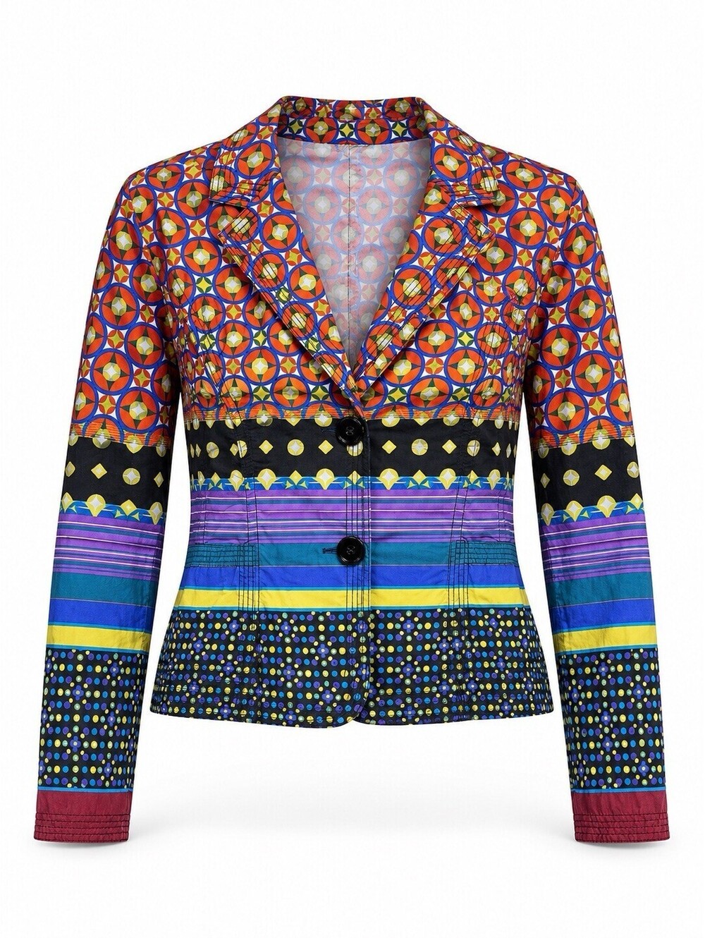 ETRO Milano Women’s Multicolor Geometric Print Blazer Jacket Y2K